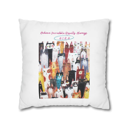 Personalized Initial Quote Cat Collage — Custom Sayings on Square Poly Canvas Pillowcase