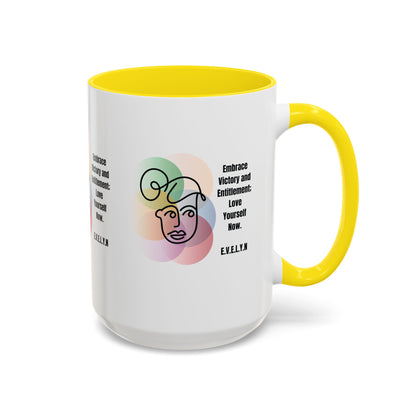Personalized Initial Sketch Girl Accent Coffee Mug