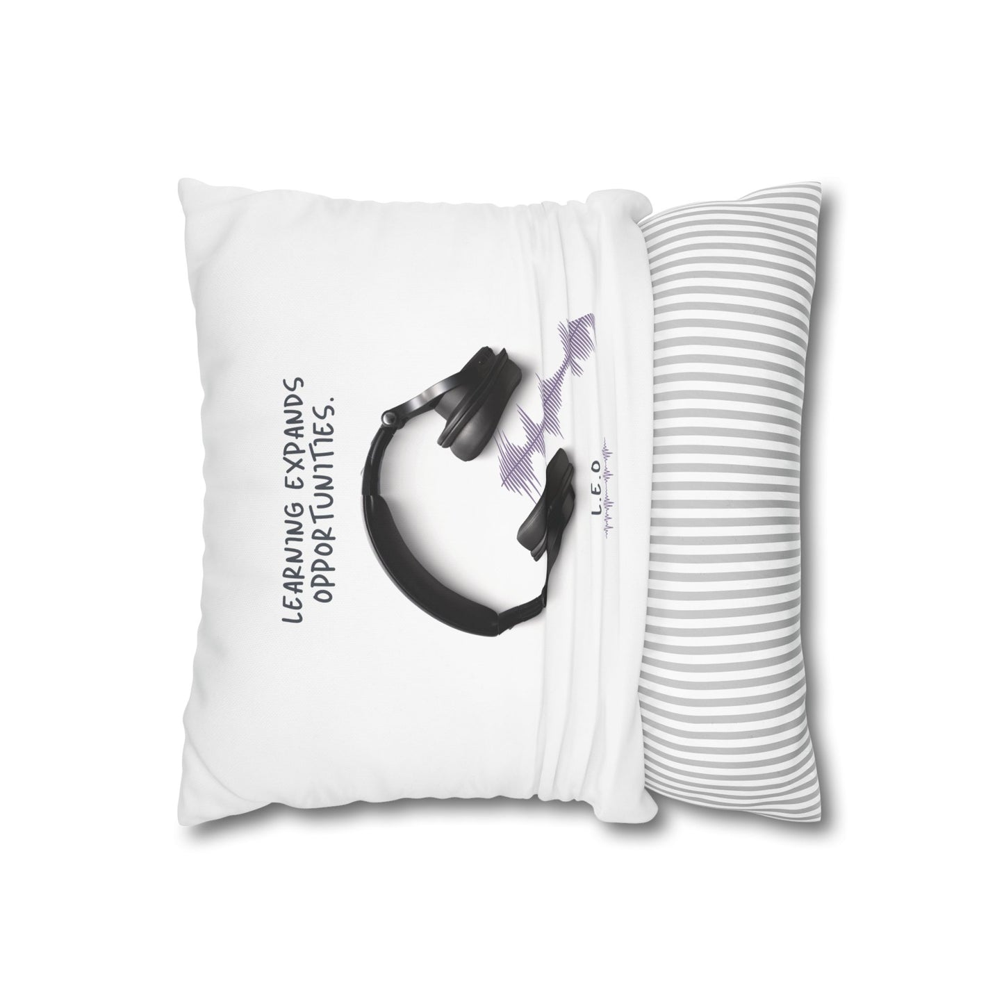 Personalized Initial Quote Headphone — Custom Sayings on Square Poly Canvas Pillowcase