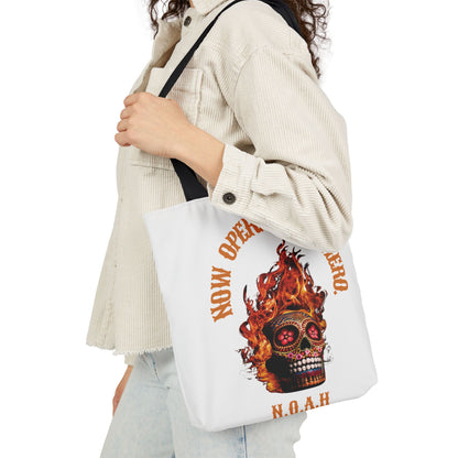 Personalized Initial Quote Fire Skull Canvas Tote Custom Name