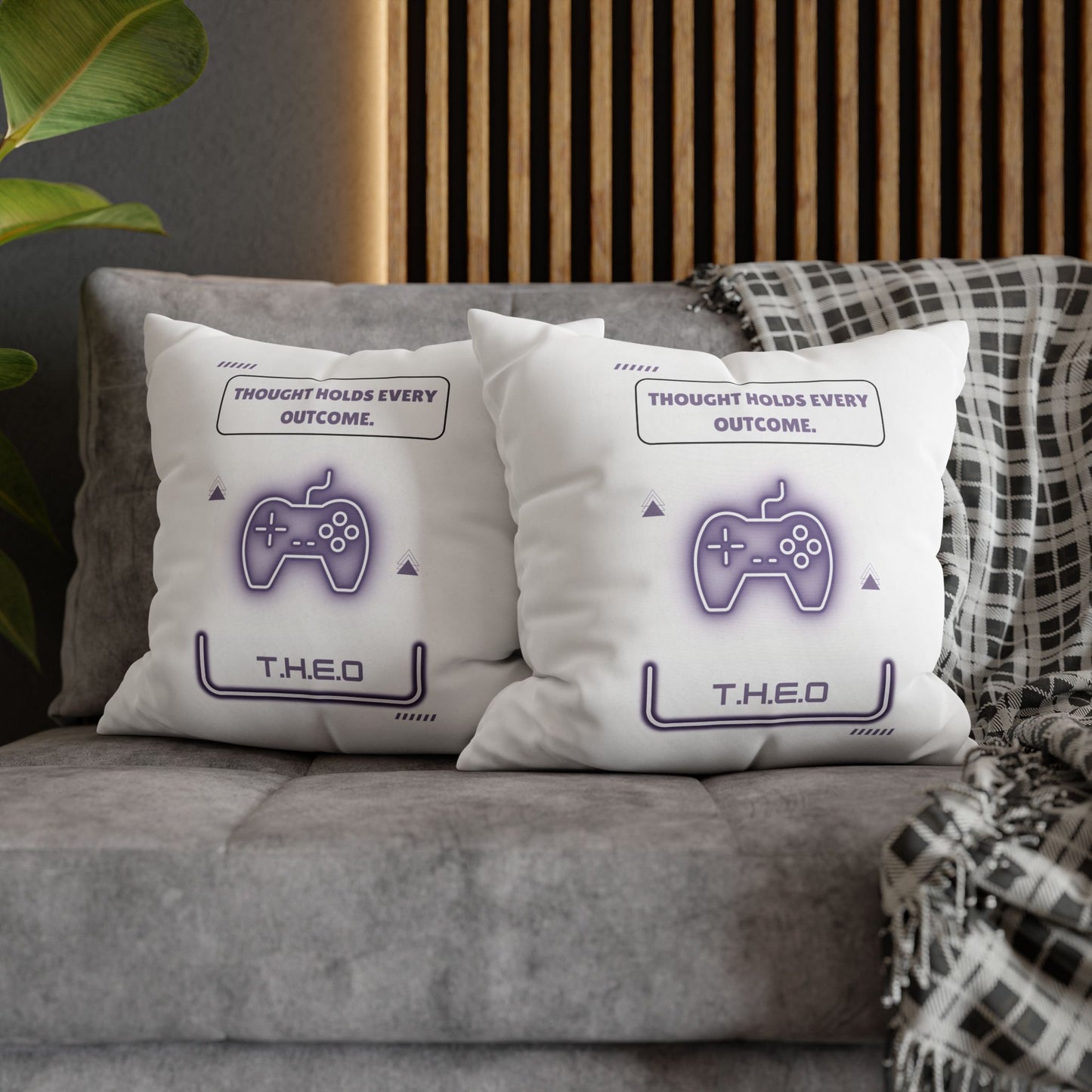 Personalized Initial Quote Game Controller — Custom Sayings on Square Poly Canvas Pillowcase