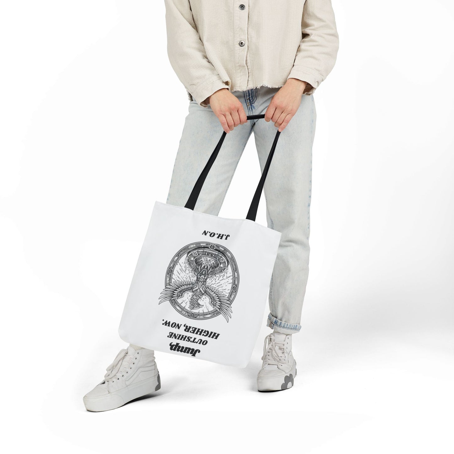 Personalized Initial Quote Circled Eagle Canvas Tote Custom Name