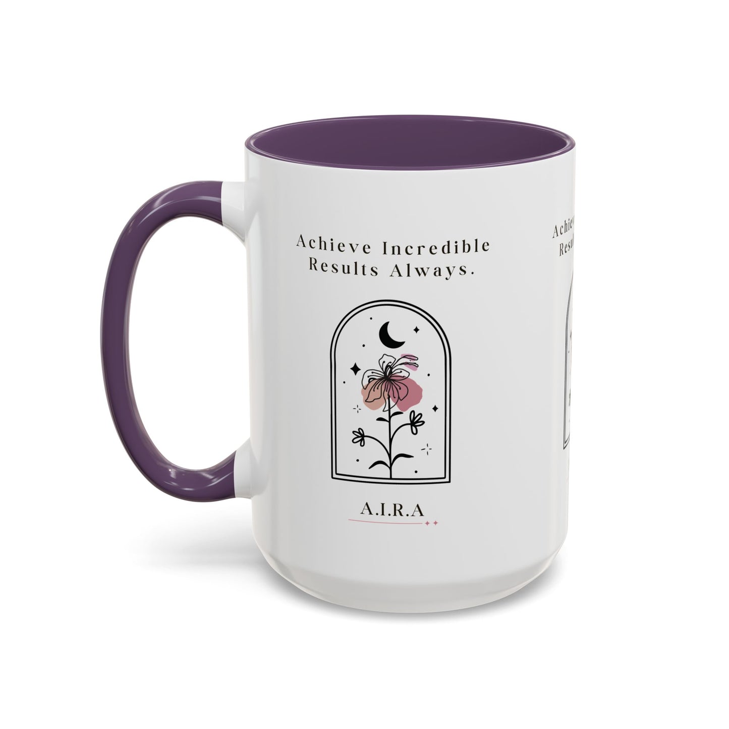 Personalized Initial Floral Moon Accent Coffee Mug