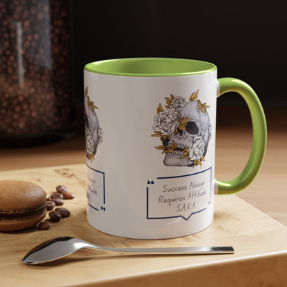 Personalized Initial Floral Skull Accent Coffee Mug