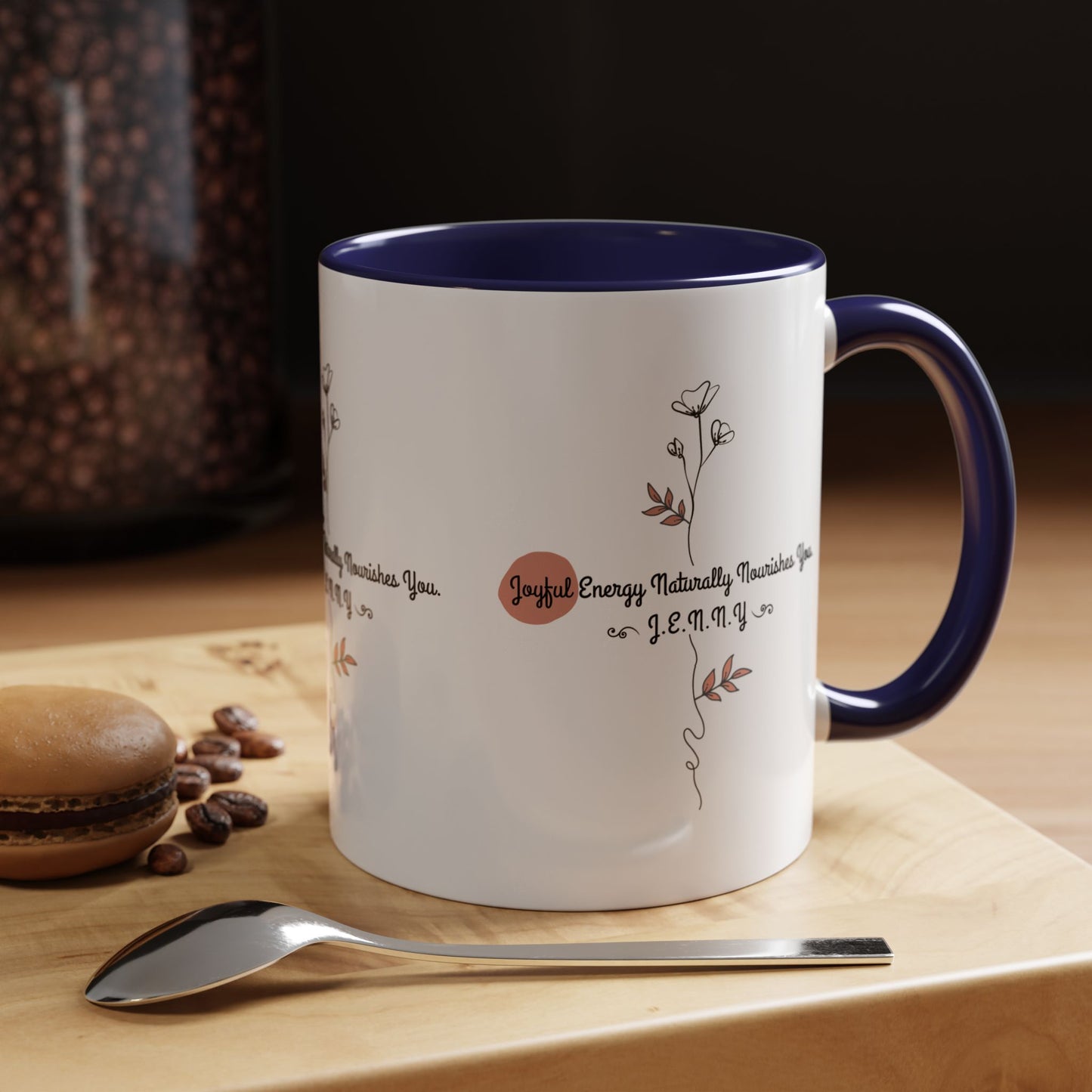 Personalized Initial Floral Minimalist Accent Coffee Mug