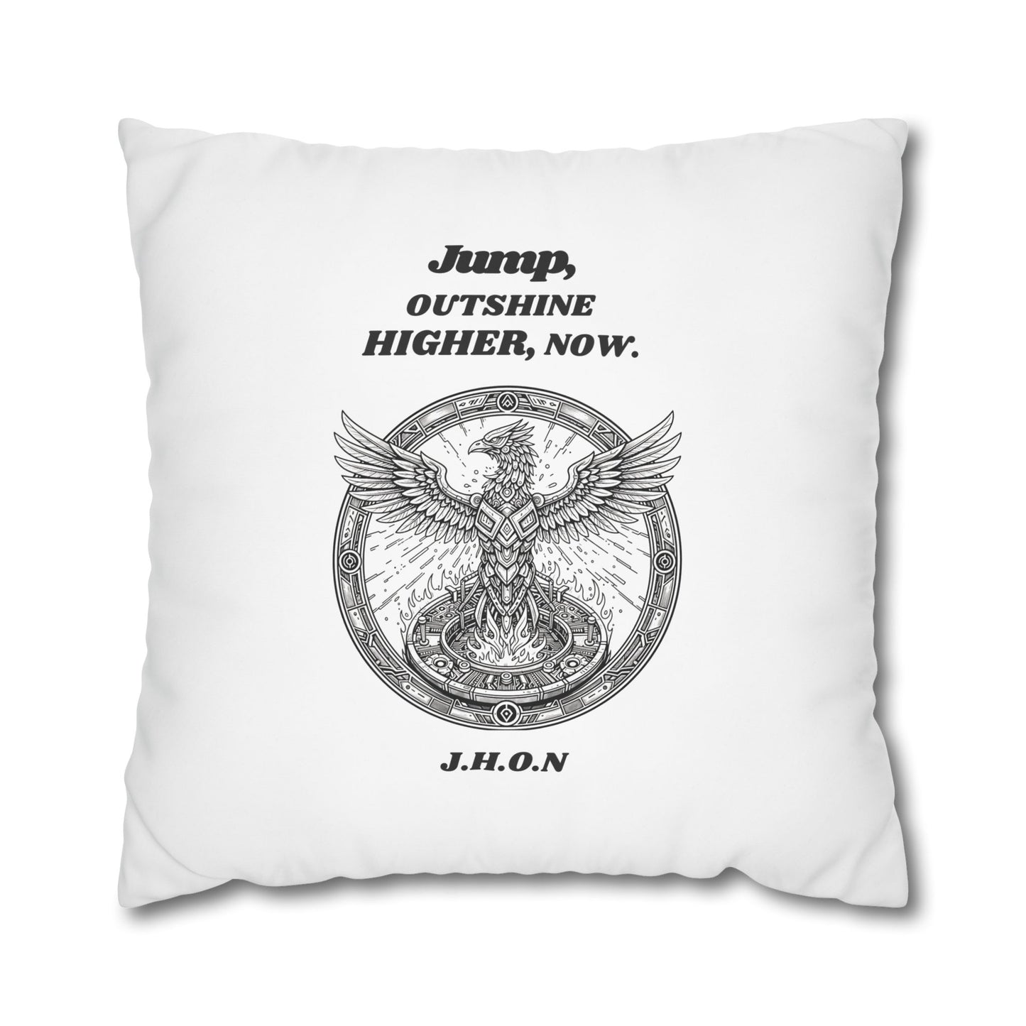 Personalized Initial Quote Circled Eagle — Custom Sayings on Square Poly Canvas Pillowcase