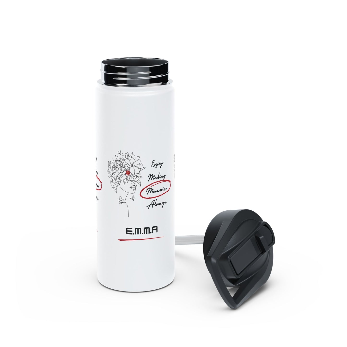 Personalized Initial Quote Floral Girl Stainless Steel Water Bottle
