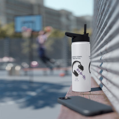 Personalized Initial Quote Headphones Stainless Steel Water Bottle