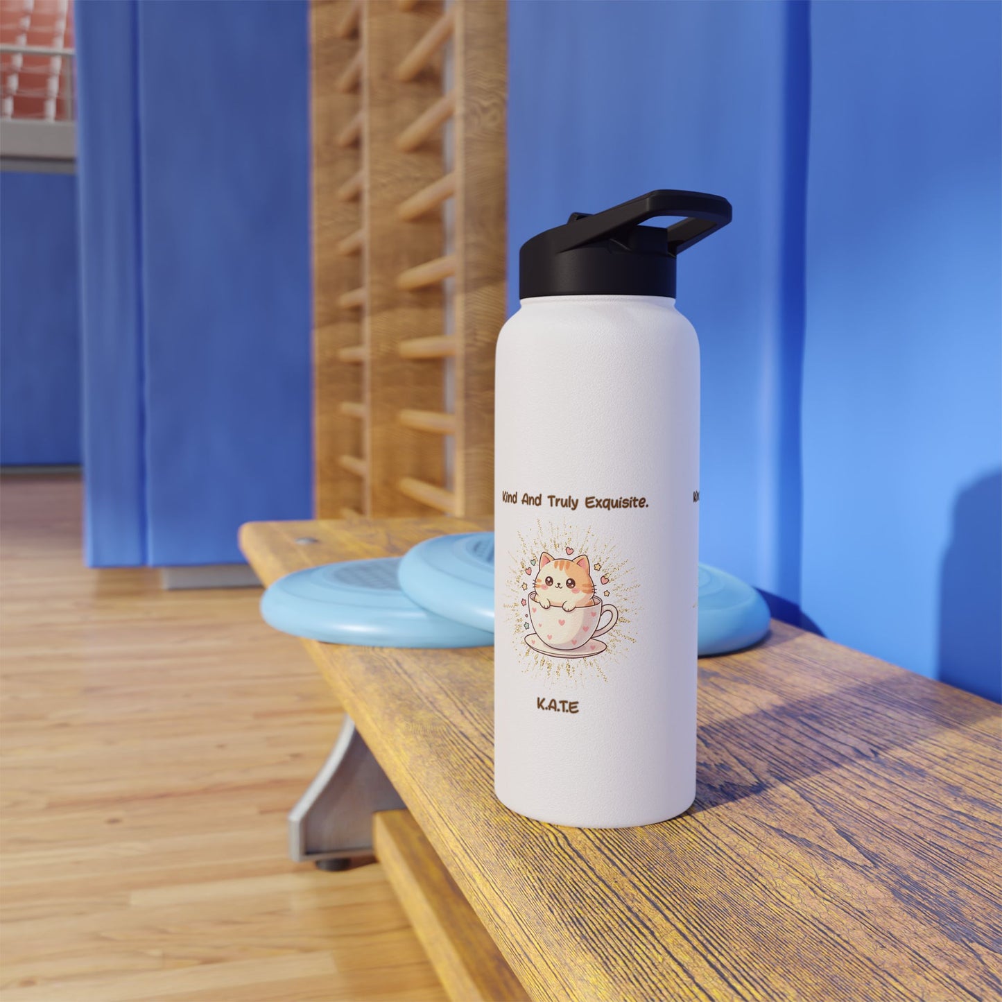 Personalized Initial Quote Exquisite Cat Stainless Steel Water Bottle