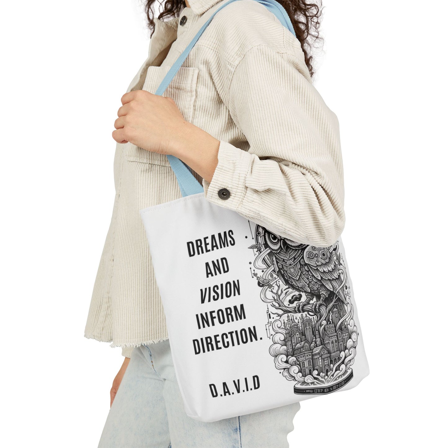 Personalized Initial Quote Owl Vision Canvas Tote Custom Name