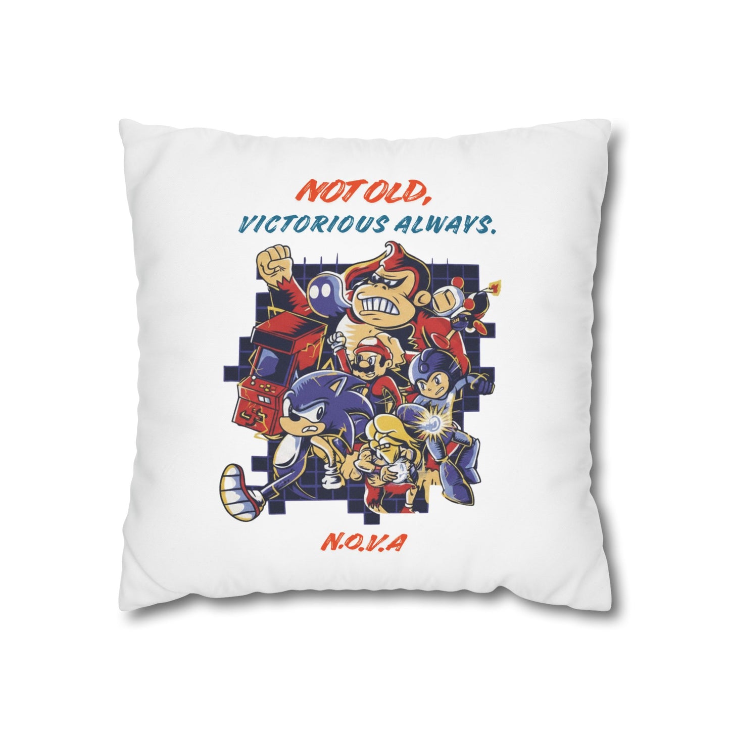 Personalized Initial Quote Cartoon — Custom Sayings on Square Poly Canvas Pillowcase