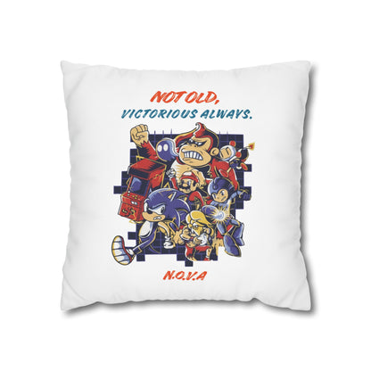 Personalized Initial Quote Cartoon — Custom Sayings on Square Poly Canvas Pillowcase