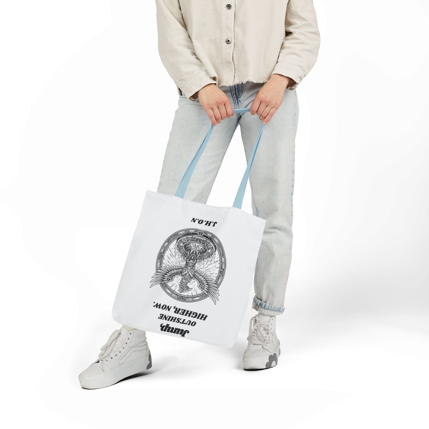 Personalized Initial Quote Circled Eagle Canvas Tote Custom Name