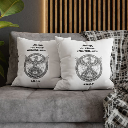 Personalized Initial Quote Circled Eagle — Custom Sayings on Square Poly Canvas Pillowcase