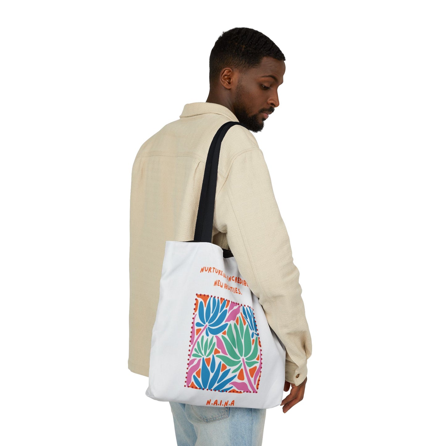 Personalized Initial Quote Colorful Momentum Canvas Tote Custom Name