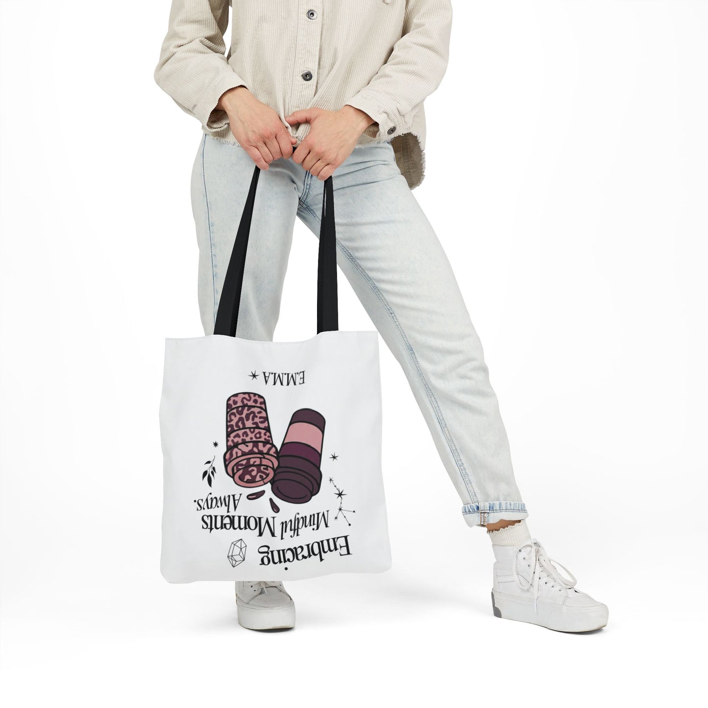 Personalized Initial Quote Coffee Cup Canvas Tote Custom Name