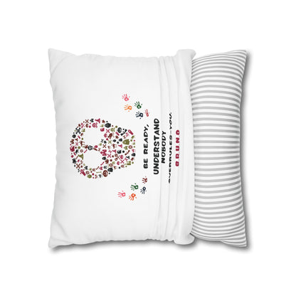 Personalized Initial Quote Floral Skull — Custom Sayings on Square Poly Canvas Pillowcase