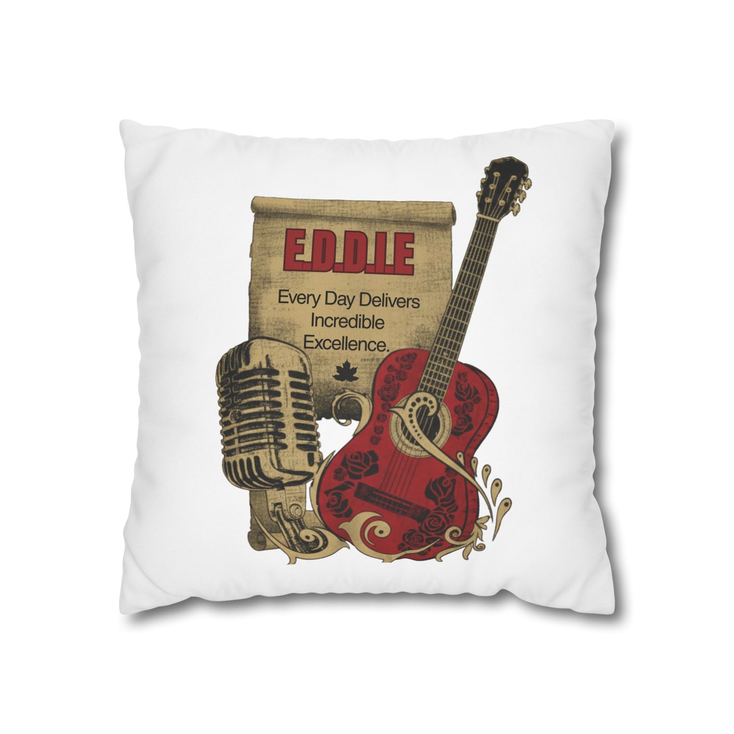 Personalized Initial Quote Guitar — Custom Sayings on Square Poly Canvas Pillowcase