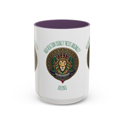 Personalized Initial Circled Lion Accent Coffee Mug