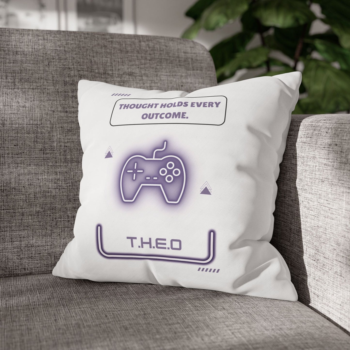 Personalized Initial Quote Game Controller — Custom Sayings on Square Poly Canvas Pillowcase