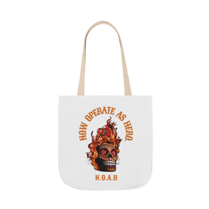 Personalized Initial Quote Fire Skull Canvas Tote Custom Name