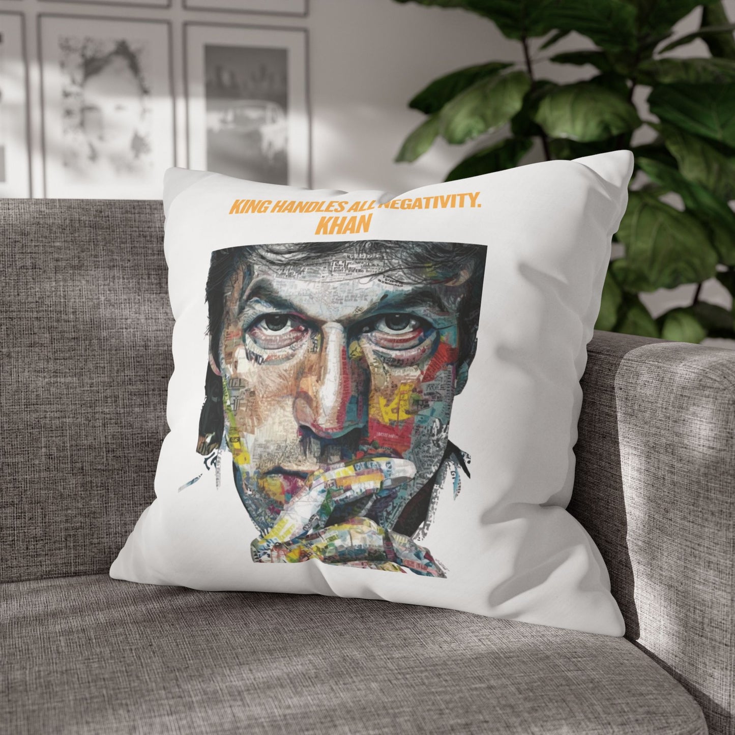 Personalized Initial Quote Khan — Custom Sayings on Square Poly Canvas Pillowcase