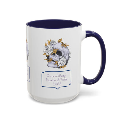 Personalized Initial Floral Skull Accent Coffee Mug
