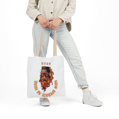 Personalized Initial Quote Fire Skull Canvas Tote Custom Name