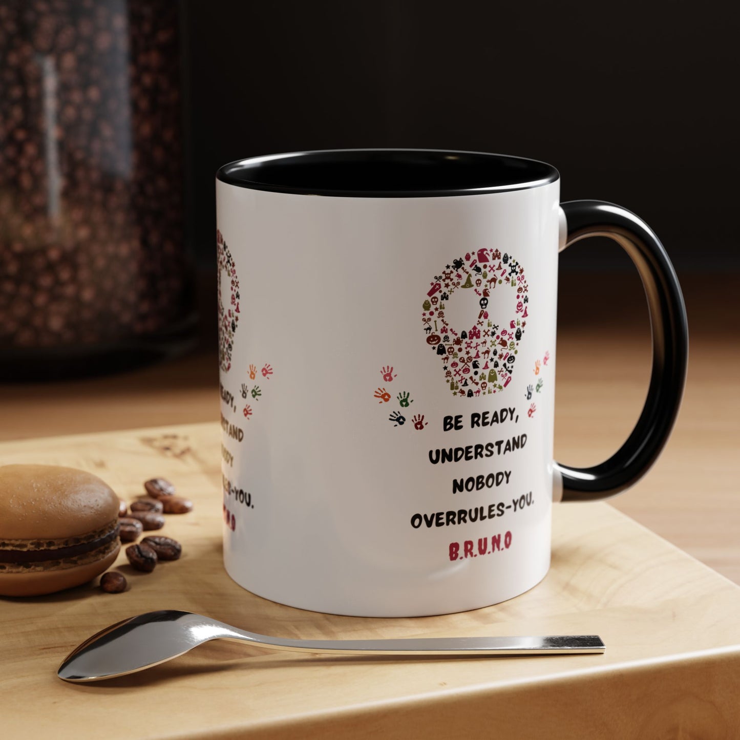 Personalized Initial Floral Skull Accent Coffee Mug