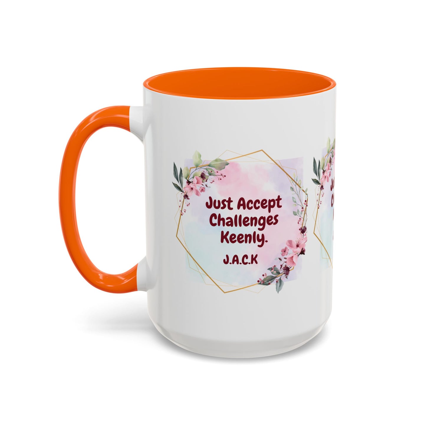 Personalized Floral Frame Accent Coffee Mug
