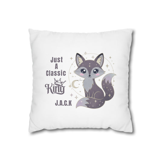 Customized monogrammed pillowcase with personalized quote. High-quality poly canvas square cushion cover, ideal for housewarming, wedding, or anniversary gifts with bespoke text.