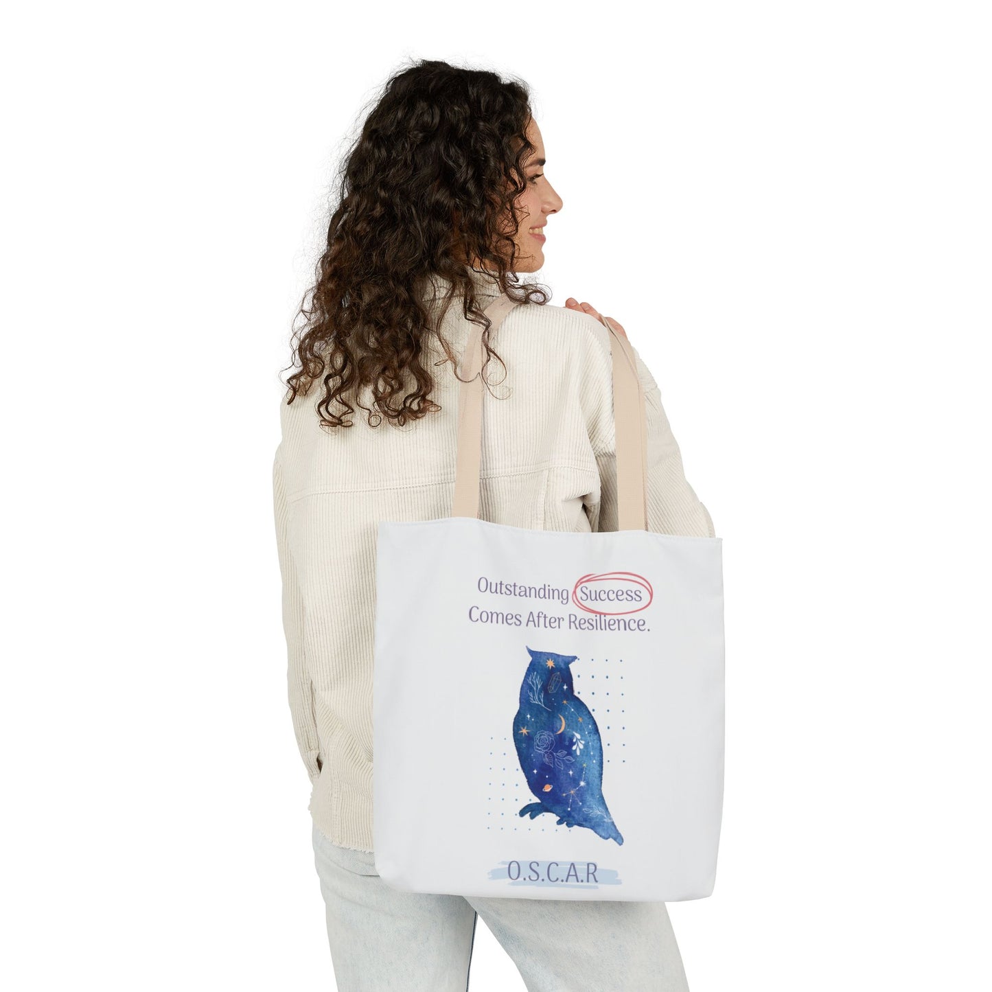 Personalized Initial Quote Owl Galaxy Canvas Tote Custom Name