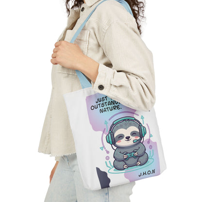 Personalized Initial Quote Sloth Gamer Canvas Tote Custom Name