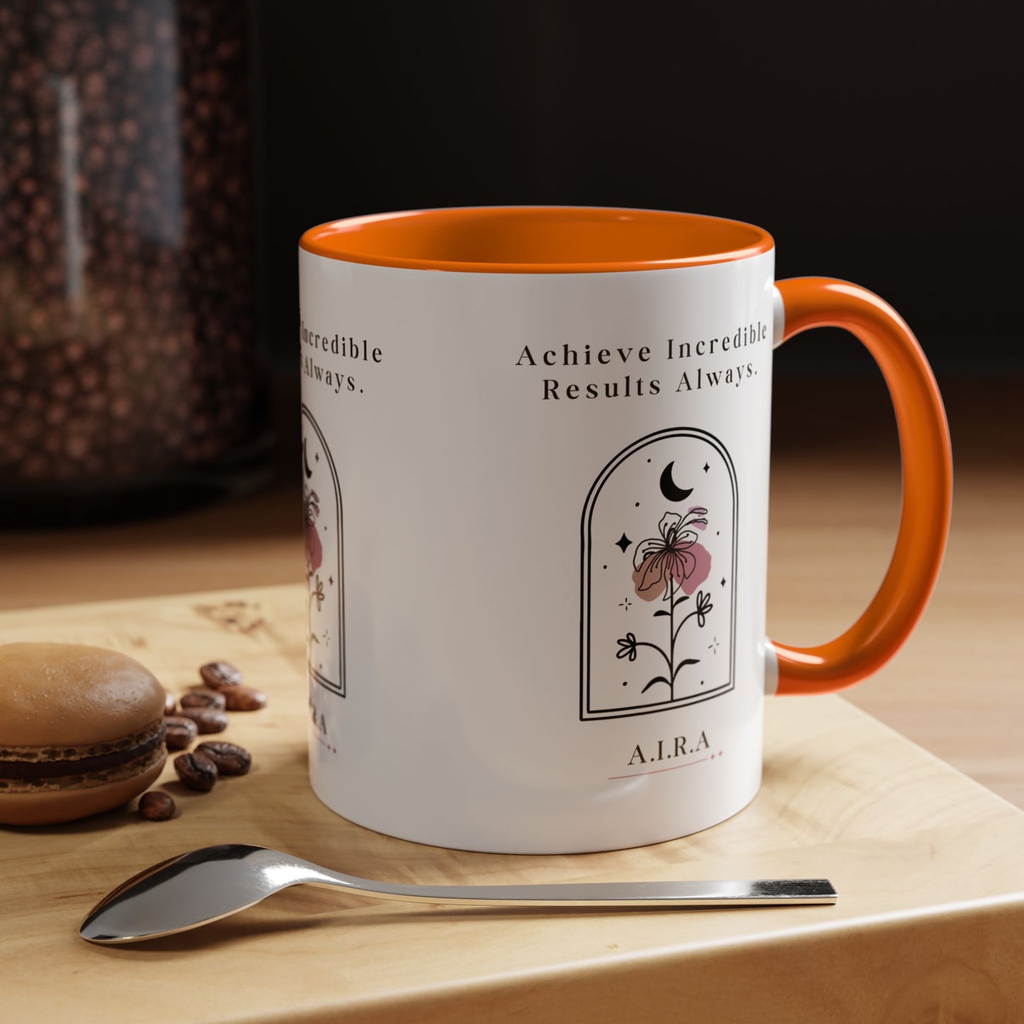 Personalized Initial Floral Moon Accent Coffee Mug