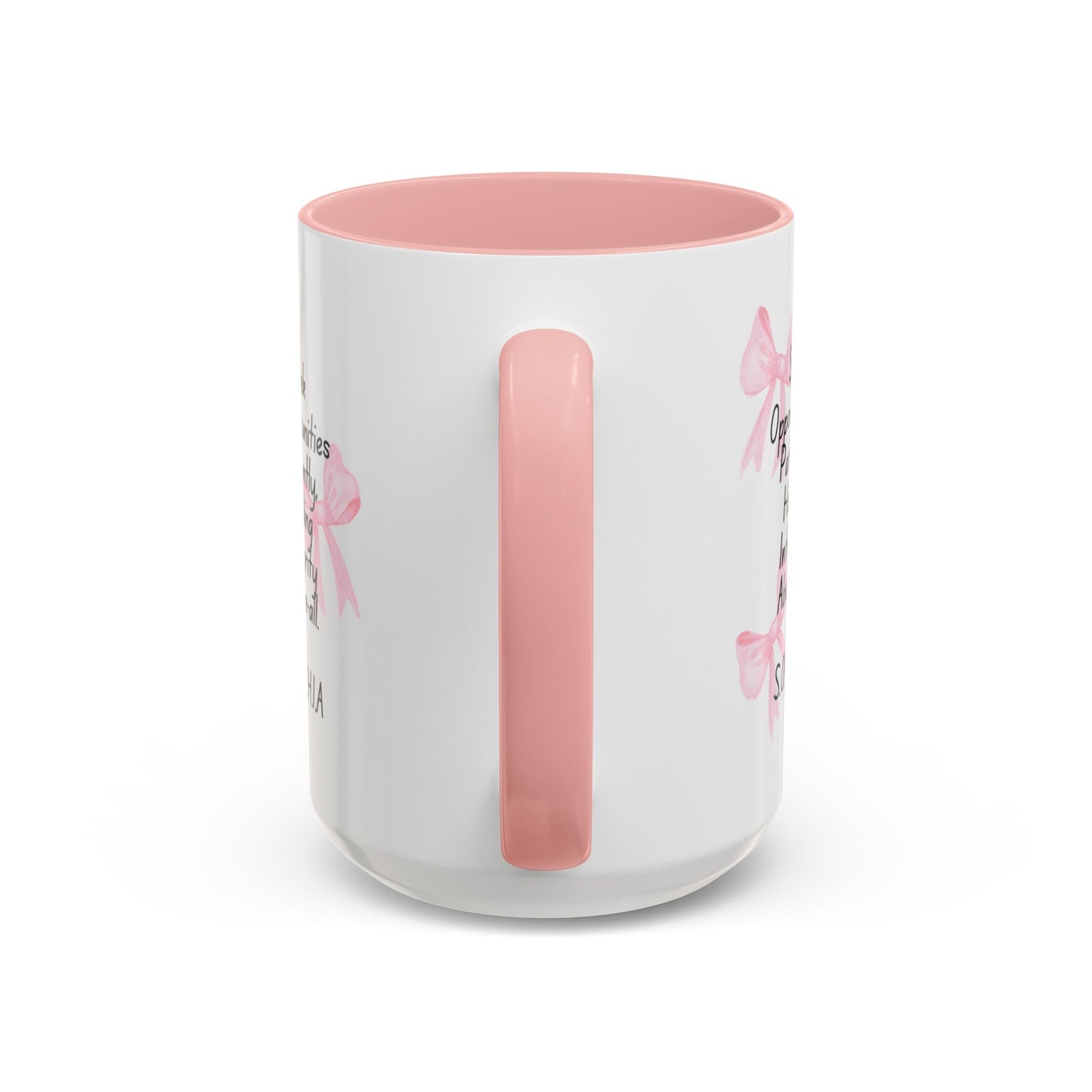 Personalized Pink Bow Accent Coffee Mug
