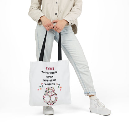 Personalized Initial Quote Floral Skull Canvas Tote Custom Name