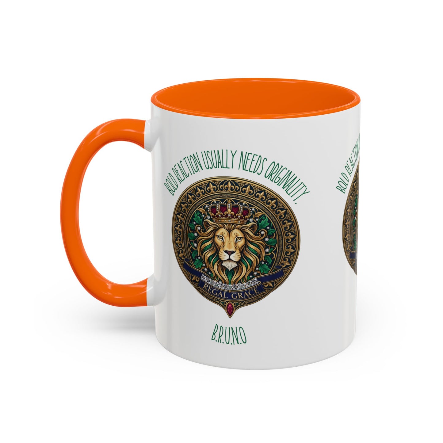 Personalized Initial Circled Lion Accent Coffee Mug