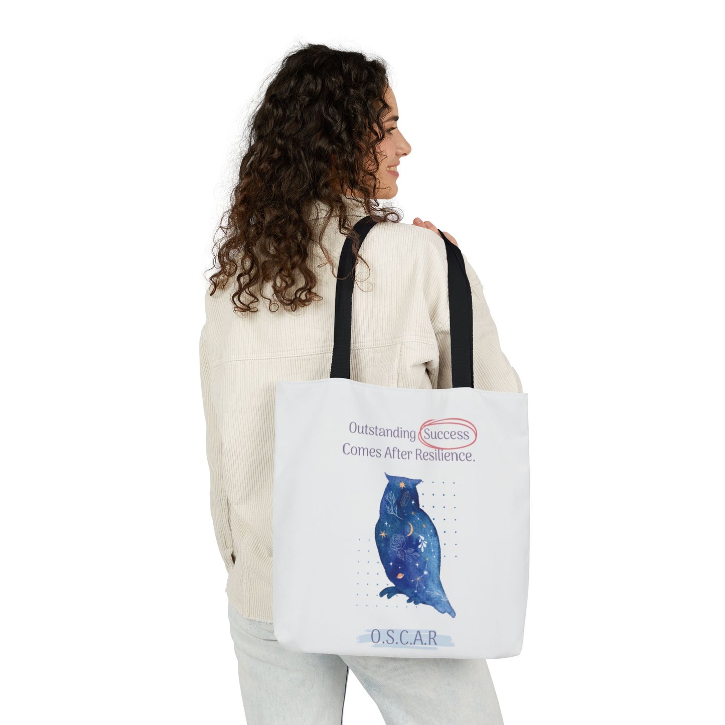 Personalized Initial Quote Owl Galaxy Canvas Tote Custom Name