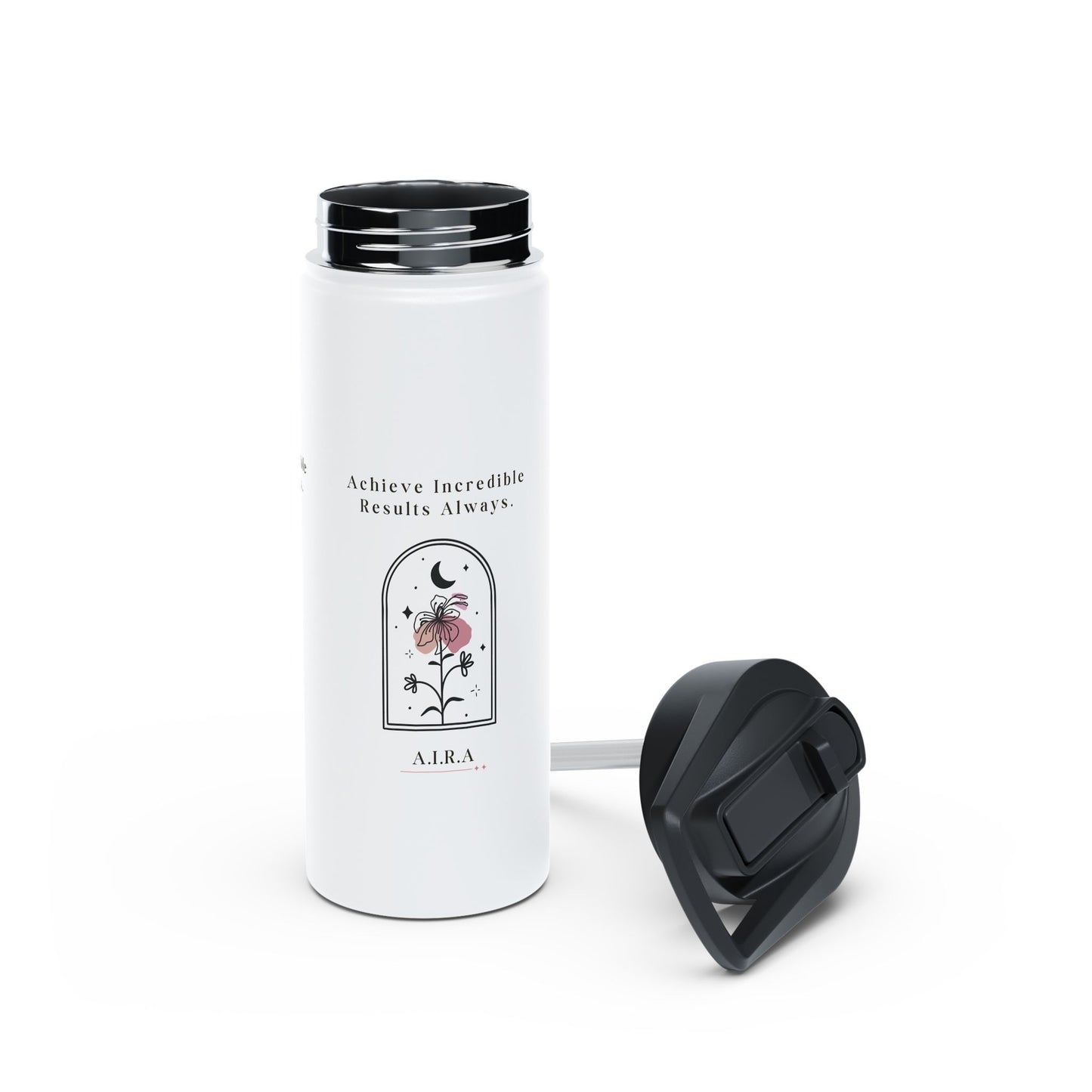 Personalized Initial Quote Floral Moon Stainless Steel Water Bottle
