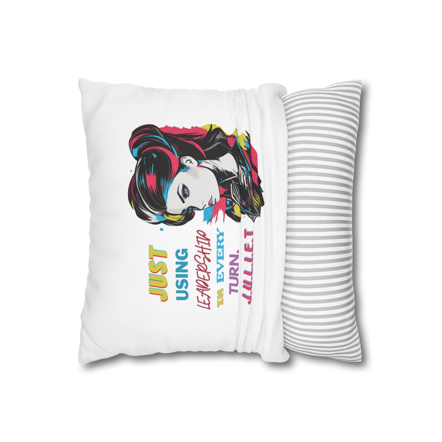 Personalized Initial Quote Vintage Girl — Custom Sayings on Square Poly Canvas Pillowcase