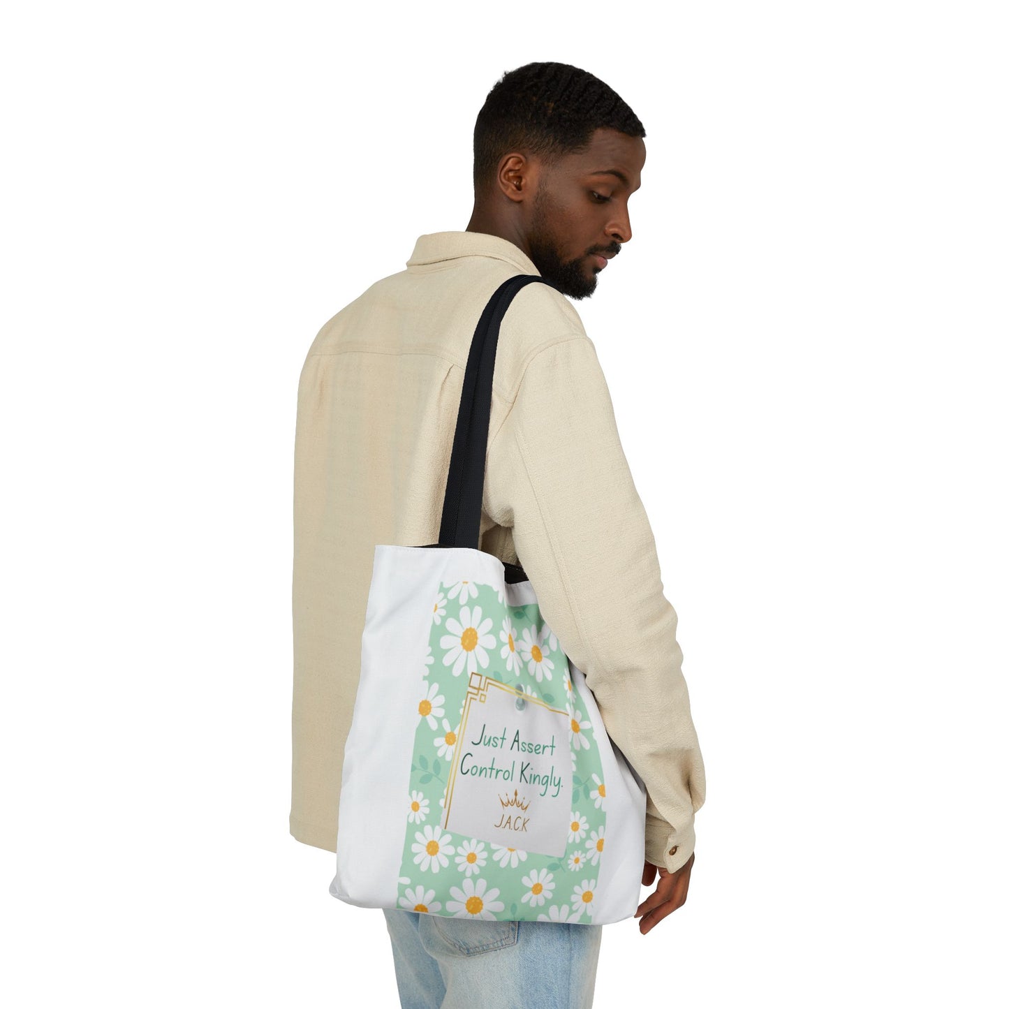 Personalized Initial Quote Floral Inspirational Canvas Tote Custom Name