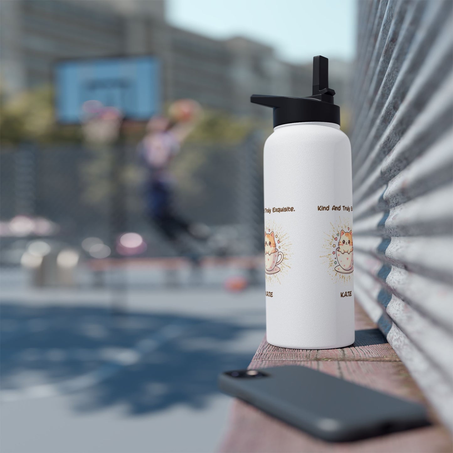 Personalized Initial Quote Exquisite Cat Stainless Steel Water Bottle