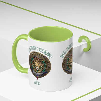 Personalized Initial Circled Lion Accent Coffee Mug