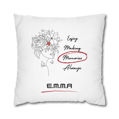 Personalized Initial Floral Girl — Custom Sayings on Square Poly Canvas Pillowcase