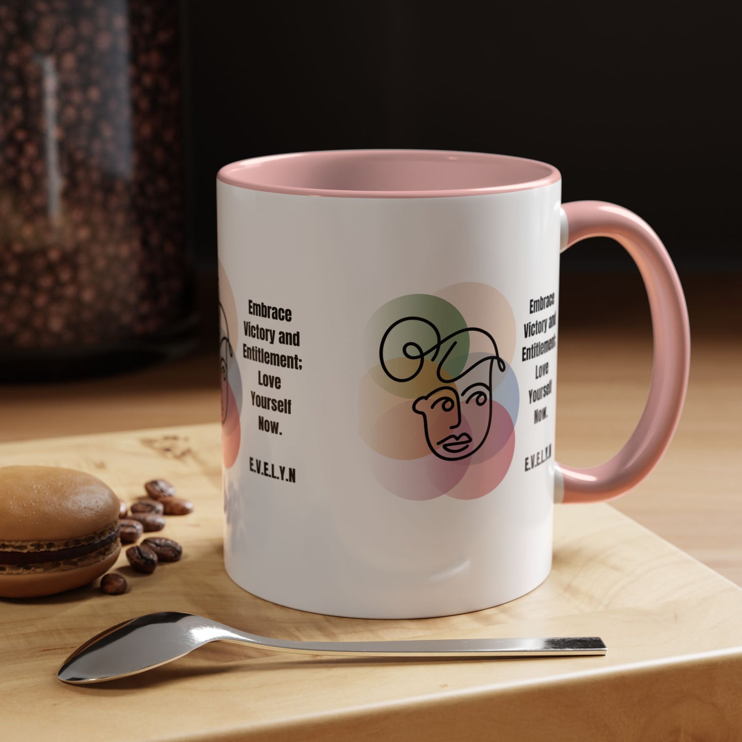 Personalized Initial Sketch Girl Accent Coffee Mug