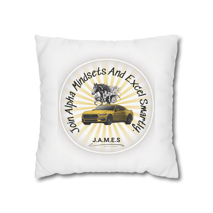 Personalized Initial Quote Horse Car — Custom Sayings on Square Poly Canvas Pillowcase