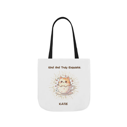 Personalized Initial Quote Exquisite Cat Canvas Tote Custom Name