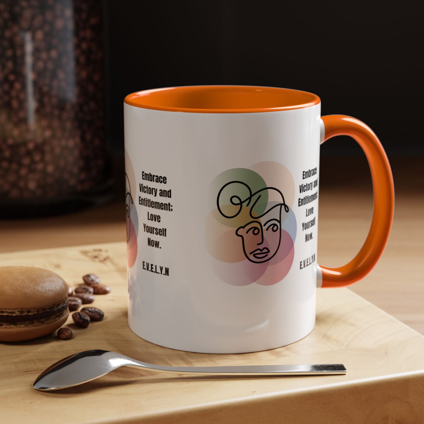 Personalized Initial Sketch Girl Accent Coffee Mug