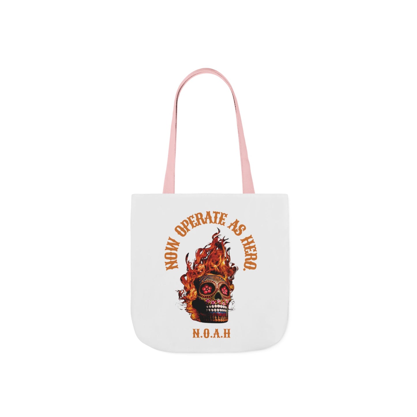 Personalized Initial Quote Fire Skull Canvas Tote Custom Name