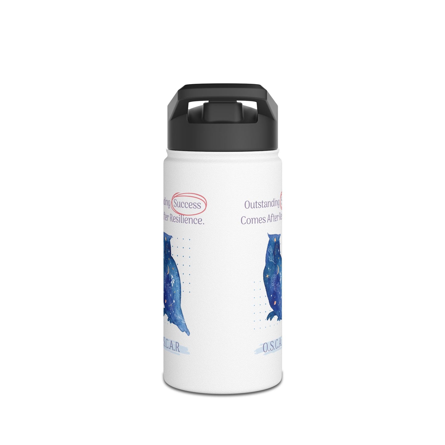 Personalized Initial Quote Owl Galaxy Stainless Steel Water Bottle